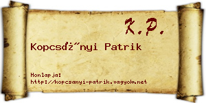 Kopcsányi Patrik névjegykártya
