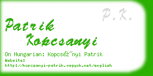 patrik kopcsanyi business card